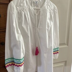 White Tunic with Colorful Trim